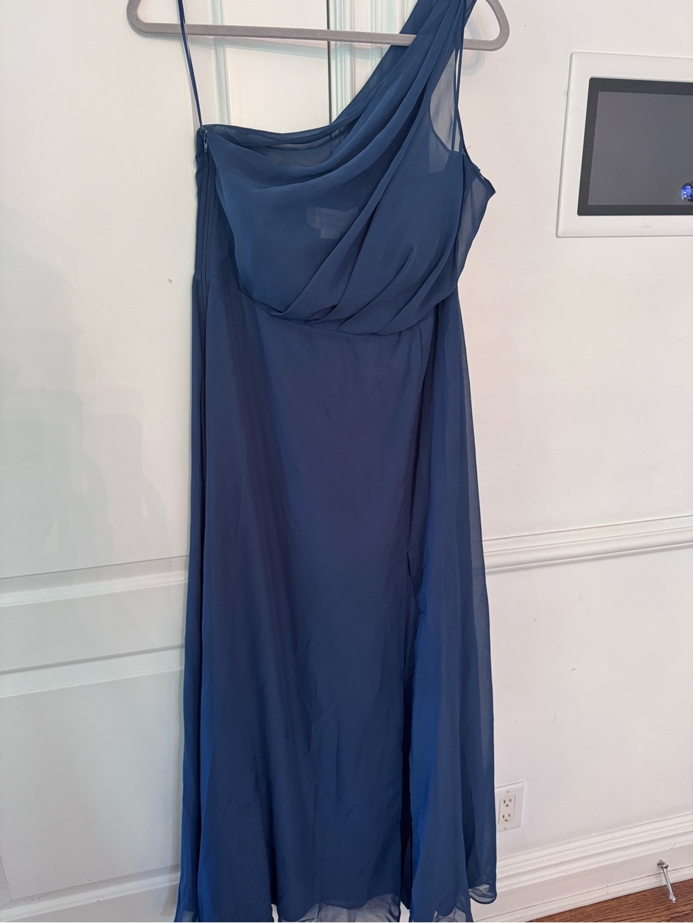 Birdy Grey One-Shoulder Chiffon Maxi Dress